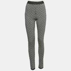 Balmain White & Black Metallic Patterned  Knit Track Pants M