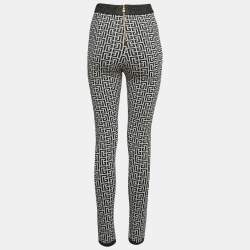 Balmain White & Black Metallic Patterned  Knit Track Pants M