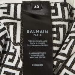 Balmain White & Black Metallic Patterned  Knit Track Pants M