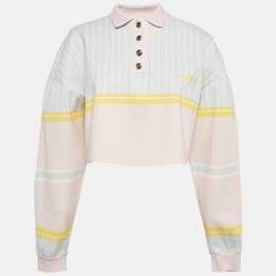 Pre Owned Balmain Multicolor Printed Crop Polo T-Shirt XS