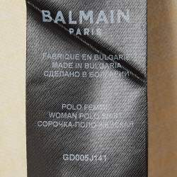 Pre Owned Balmain Multicolor Printed Crop Polo T-Shirt XS