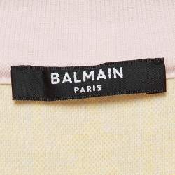 Pre Owned Balmain Multicolor Printed Crop Polo T-Shirt XS