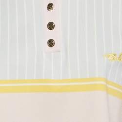 Pre Owned Balmain Multicolor Printed Crop Polo T-Shirt XS