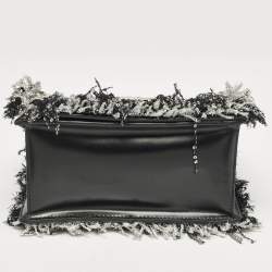 Balmain Silver/Black Tweed and Sequins Box Shoulder Bag