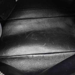 Balmain Black Leather Studded Logo Drum Top Handle Bag