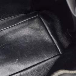 Balmain Black Leather Studded Logo Drum Top Handle Bag