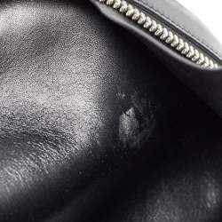 Balmain Black Leather Studded Logo Drum Top Handle Bag