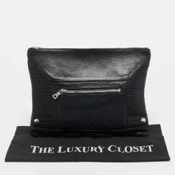 Pre Owned Balmain Biker Black Leather Clutch