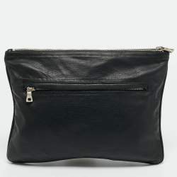 Pre Owned Balmain Biker Black Leather Clutch
