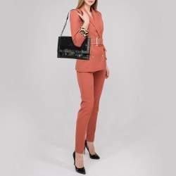 Balmain Black Leather and Sequin Flap Shoulder Bag