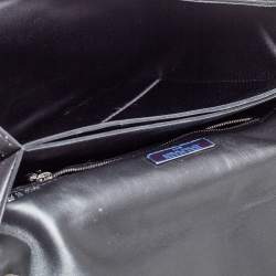 Balmain Black Leather and Sequin Flap Shoulder Bag