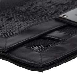 Balmain Black Leather and Sequin Flap Shoulder Bag