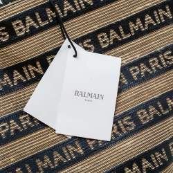 Pre Owned Balmain Multicolor Logo Woven Raffia Basket Bag