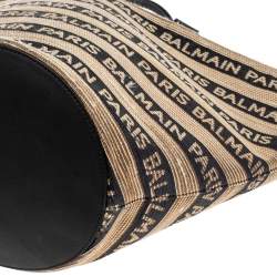 Pre Owned Balmain Multicolor Logo Woven Raffia Basket Bag