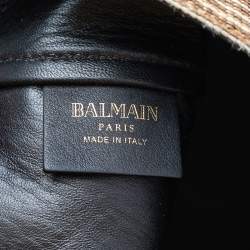 Pre Owned Balmain Multicolor Logo Woven Raffia Basket Bag