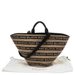 Pre Owned Balmain Multicolor Logo Woven Raffia Basket Bag