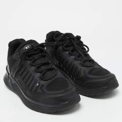 Balmain Black Mesh and Leather Low Top Sneakers Size 41