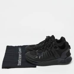 Balmain Black Mesh and Leather Low Top Sneakers Size 41