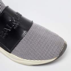 Balmain Black/White Knit Fabric and Leather Cameron Sock Sneakers Size 40