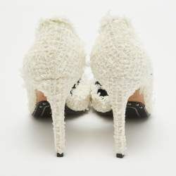 Balmain White Tweed D'orsay Pointed Toe Pumps Size 38