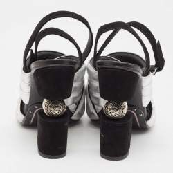 Pre Owned Balmain Silver Leather Cross Strap Slingback Mules Size 40