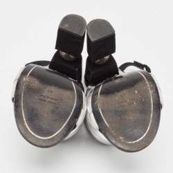 Pre Owned Balmain Silver Leather Cross Strap Slingback Mules Size 40