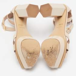 Pre Owned Balmain Beige Leather Ava Ankle Strap Sandals Size 39