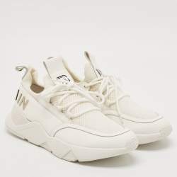 Balmain White Leather and Mesh Lace Up Sneakers Size 39