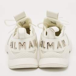 Balmain White Leather and Mesh Lace Up Sneakers Size 39