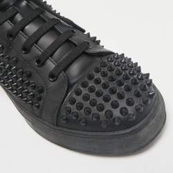 Balmain Black Leather Studded High Top Sneakers Size 40