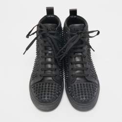 Balmain Black Leather Studded High Top Sneakers Size 40