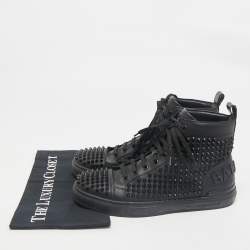 Balmain Black Leather Studded High Top Sneakers Size 40