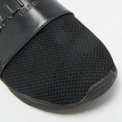 Pre Owned Balmain Black Knit Fabric and Leather Cameron Sock High Top Sneakers Size 37