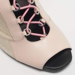 مملوكة مسبقًا حذاء بوت فوق الركبة بالمان جلد وزبد بني/وردي مقاس 39.5