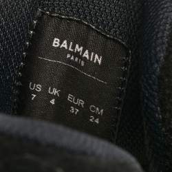 Pre Owned Balmain Black/Gold Leather and Suede B-East Lace Up Sneakers Size 37