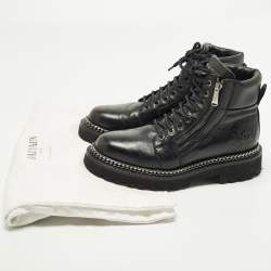 مملوكة مسبقًا حذاء بوت بالمان أسود جلد سلسلة تفاصيل مقاس 38.5