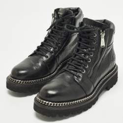 مملوكة مسبقًا حذاء بوت بالمان أسود جلد سلسلة تفاصيل مقاس 38.5