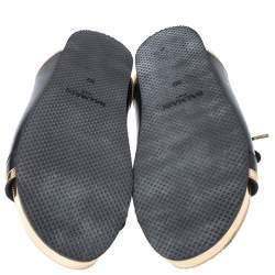 Pre Owned Balmain Black Leather Lace Up Flat Sandals Size 39
