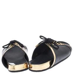 Pre Owned Balmain Black Leather Lace Up Flat Sandals Size 39