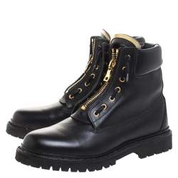 Pre Owned Balmain Black Leather Taiga Ankle Boots Size 40 