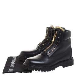 Pre Owned Balmain Black Leather Taiga Ankle Boots Size 40 