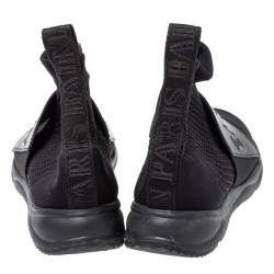 Balmain Black Fabric and Leather Cameron Sock Sneakers Size 40