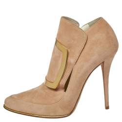 Balmain Beige Suede Desiree Booties Size 40.5