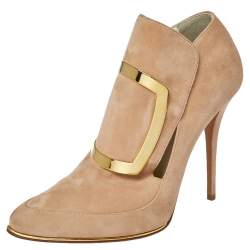 Balmain Beige Suede Desiree Booties Size 40.5