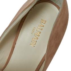 Balmain Beige Suede Desiree Booties Size 40.5