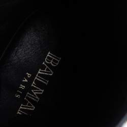 Balmain Black Velvet Embellished Eagle Combat Boots Size 37