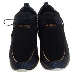 Balmain Black/Blue Neoprene Doda Sneakers Size 40