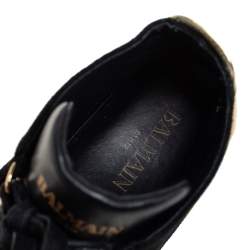 Pre Owned Balmain Black Suede And Leather High Top Sneakers Size 38