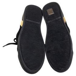 Pre Owned Balmain Black Suede And Leather High Top Sneakers Size 38