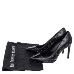 Pre Owned Balmain Black Leather Star Embellishment Pumps Size 37